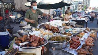 Cambodian Evening Street Market Scene - Best Street & Fast Food, Lifestyle Of Vendors In Market