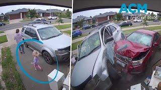 Family 'lucky to still be here' after escaping freak driveway crash