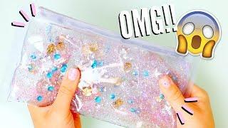 DIY FIDGET LIQUID GLITTER WATERFALL PENCIL CASE | Back to School Supplies