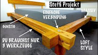 Bett aus Balken selbst bauen mit NUR 3 Werkzeugen - Geht das? | MrHandwerk