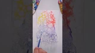 Painting with Bubbles 🫧 Easy Watercolor technique #shorts #art