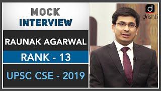 Raunak Agarwal (Rank -13, UPSC CSE -2019)