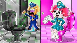 Pink Restroom VS Dirty Restroom - Who Has the Best Toilet? Sheriff Labrador Animation