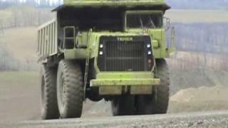 BIG Terex Mining Truck Crawling Up Grade