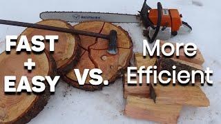 Chainsaw Slab Firewood Vs. Split Firewood.