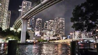 walk in Miami City Center at night Floryda USA