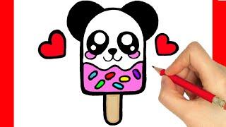 HOW TO DRAW A ICE CREAM PANDA EASY - HOW TO DRAW A PANDA KAWAII