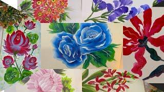 Seven Brush Strokes In One Video To make Flowers #acrylic paintingtutorial #howtopaint