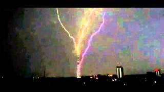 Lightning strikes St Petersburg TV tower