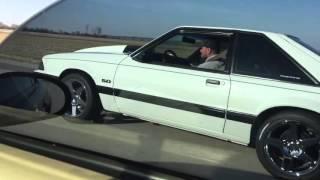 92 Foxbody vs 03 mustang gt w/ Kenne bell supercharger--- roll race at 30mph