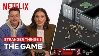 SPOILER ALERT | Cast Try Stranger Thing 3 Video Game for the First Time | Netflix