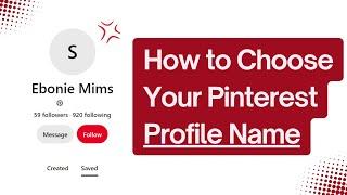 Pinterest Profile Name - Tips & ideas. Pinterest Marketing