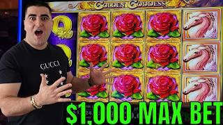 $1,000 Max Bet & Record Breaking Jackpot On Golden Goddess Slot