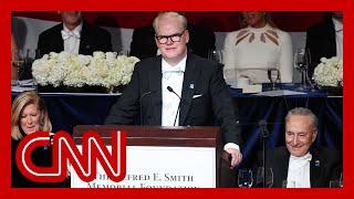 Comedian Jim Gaffigan takes aim at Donald Trump and Kamala Harris at Al Smith dinner