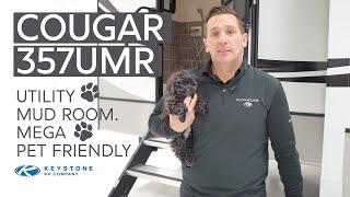 Keystone Cougar 357UMR Fifth Wheel Walkthrough. Utility Mud Room, Mega Pet Friendly.