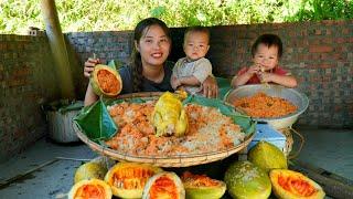 Harvest peanuts and sell them at the market - cook sticky rice with chicken for your children to eat