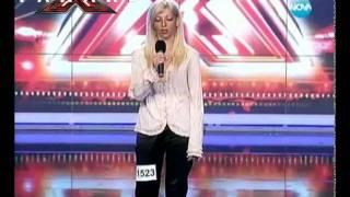 X Factor Bulgaria - Mari - Girl falls off stage singing "You give love a bad name"