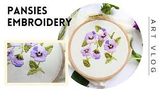 ART VLOG: Making a pansy flower embroidery pattern!