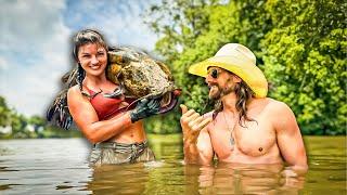 Catfish Noodling With My XGF Hannah Barron - Two HUGE Fish Rodeo Time 378