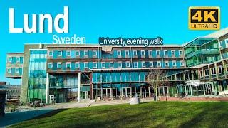 Lund University Evening Walk, Sweden   - 4K HDR Walking Tour (▶12min) | Walk around Sweden #6