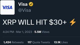 XRP Ripple first $13 then $30, RIPPLE did THIS in just SIX months, VISA BULLISH ON CRYPTO...
