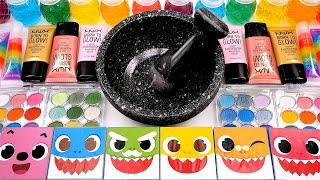 Satisfying Video How To Make Rainbow Baby Shark Slime Makeup Eyeshadow Mixing Random Thing GoGo ASMR