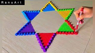 Festival Easy Rangoli|Simple Rangoli| Rangoli designs| Relaxing Video| Rangoli colors|Ranu Art