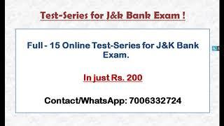 Online Test-Series for J&K Bank (PO & Associate) Exam.