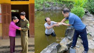 The policeman’s mother cried and begged for forgiveness. Chau’s fish pond was stolen by a bad guy