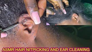 ASMR EAR CLEANING AND HAIR NITPICKING FOR THOSE WHO WANT SLEEP WITH GUM CHEWING AND WHISPERING.