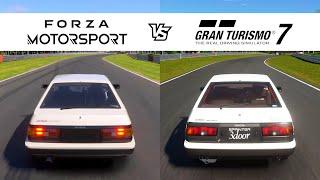 Forza Motorsport vs Gran Turismo 7 - Toyota Sprinter Trueno AE86 - FM8 vs GT7 Comparison