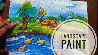 Easy way to paint a landscape || Pastel painting for kids || Linkon Art Space