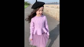 Girl Luxury Lavender Sweater Gauze Skirt Suit