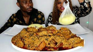 Asmr Speed Eating Starch Fufu & Egusi Soup With Goat Meat Challenge | African Food Mukbang | Germany