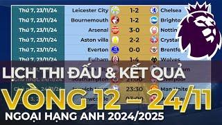 Lịch thi đấu & Kết quả Ngoại hạng Anh 2024/2025 Vòng 12 - Cập nhật 24/11/2024