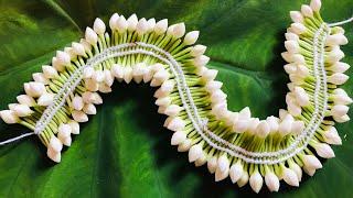 Flower veni | Different method to tie jasmine flowers | Easy chain method | DIY flowers garland |