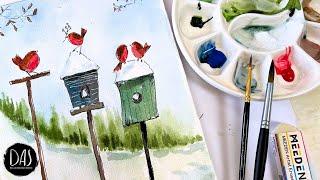 Chance to win 96 Color Set from Meeden! - PLUS Birds in Snow full length tutorial (with sketch)