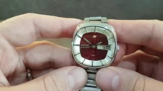 c1972 Enicar 340 men's automatic vintage watch with ruby red dial