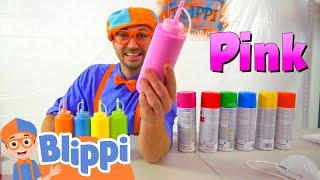 Learning Rainbow Colors with Blippi and Spray Paint! | Arts and Crafts | Educational Videos For Kids