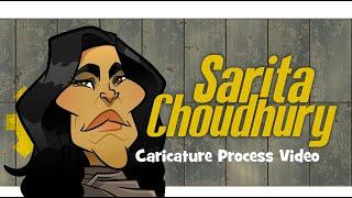 Sarita Choudhury (Lee Moldaver from Fallout) Caricature art drawing process tutorial timelapse