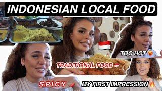 First time TRYING INDONESIAN LOCAL FOOD | European girl tries traditional Food| how does it taste?