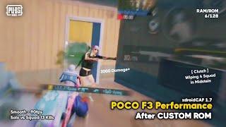 POCO F3 90FPS PERFORMANCE AFTER CUSTOM ROM ‼️ Solo VS Squad Gameplay | PUBG MOBILE Test #6