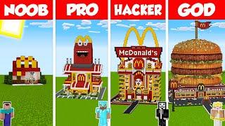 Minecraft TNT MCDONALDS HOUSE BUILD CHALLENGE NOOB vs PRO vs HACKER vs GOD - Animation