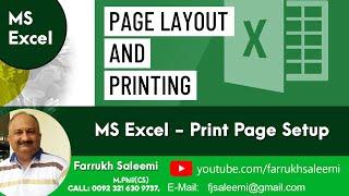 MS Excel - Print Page Setup & Print Data Tips