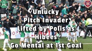 Unlucky Pitch Invader Lifted By Polis After Hibees Go Wild at 1st Goal - Hibs 2 - Hearts 1