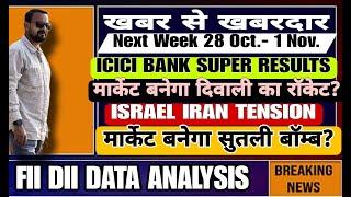 ICICI SUPER RESULTS मार्केट बनेगा रॉकेट? या ISRAEL IRAN TENSION  सुतली बॉम्ब? Next Week 28 Oct-1 Nov