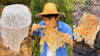 Can fishing nets be eaten?| Chinese Mountain Forest Life and Food #Moo TikTok#FYP