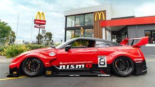 Liberty Walk Nissan GT-R R35 Silhouette: World's WIDEST R35 GT-R vs McDonalds?!