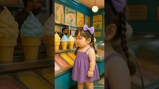 Cute baby girl eats icecream  #ai #icecream #monkey