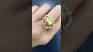 一颗特别的金珠钻戒，钻石0.69ct，重量7.2g｜$1920美元｜#ring #pearl